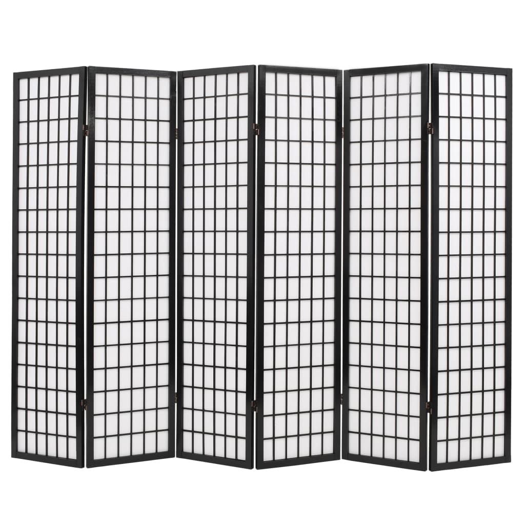 Folding 6-Panel Room Divider Japanese Style 240×170 cm Black