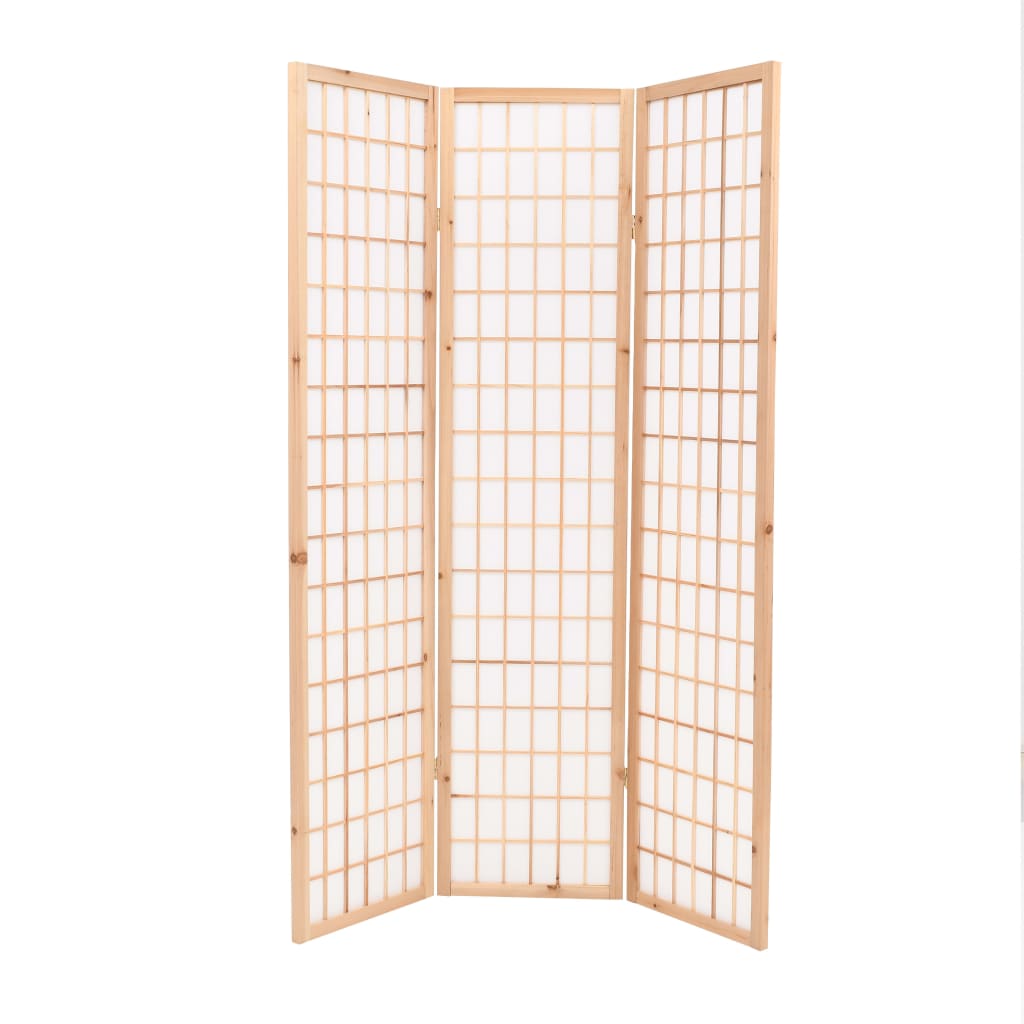 vidaXL Folding 3-Panel Room Divider Japanese Style 47.2"x66.9" Natural