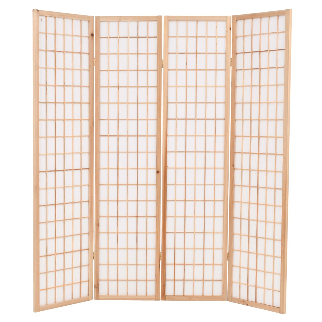 vidaXL 4-tlg. Raumteiler Japanischer Stil Klappbar 160 x 170 cm Natur