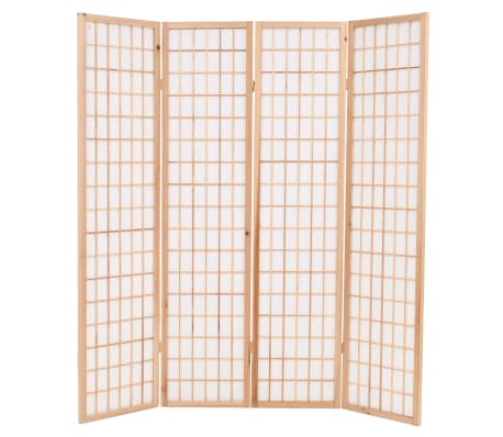 vidaXL Параван за стая, 4 панела, японски стил, 160х170 cм, естествен