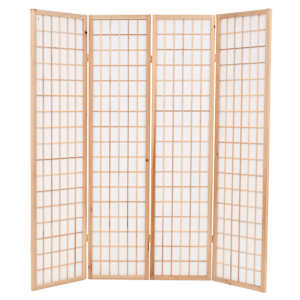 vidaXL 4 Kanatlı Katlanır Paravan Japon Stil Doğal Renk 160x170 cm
