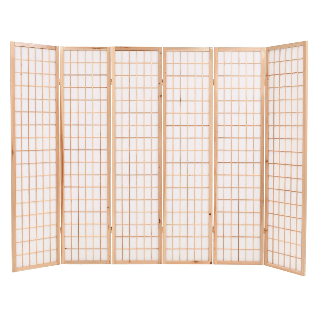 vidaXL 6-tlg. Raumteiler Japanischer Stil Klappbar 240 x 170 cm Natur