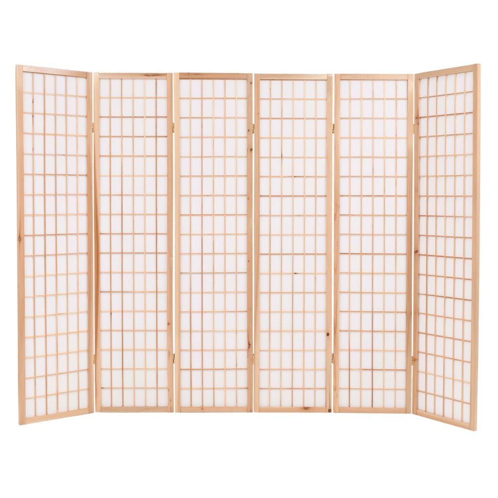 6 paneles, természetes, japán stílusú paraván 240 x 170 cm 
