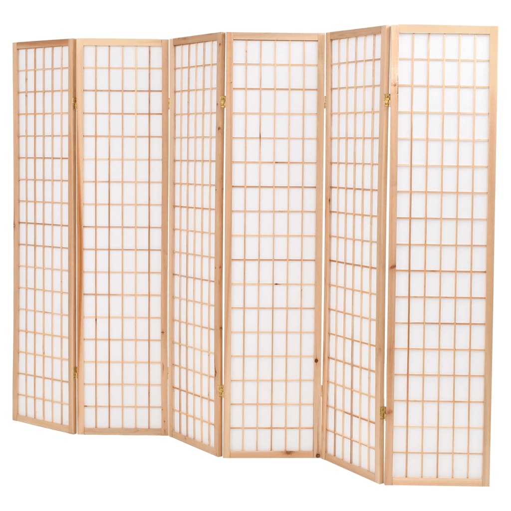 6 paneles, természetes, japán stílusú paraván 240 x 170 cm 
