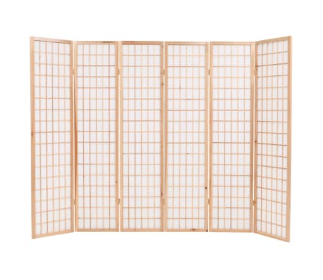 vidaXL Folding 6-Panel Room Divider Japanese Style 240x170 cm Natural