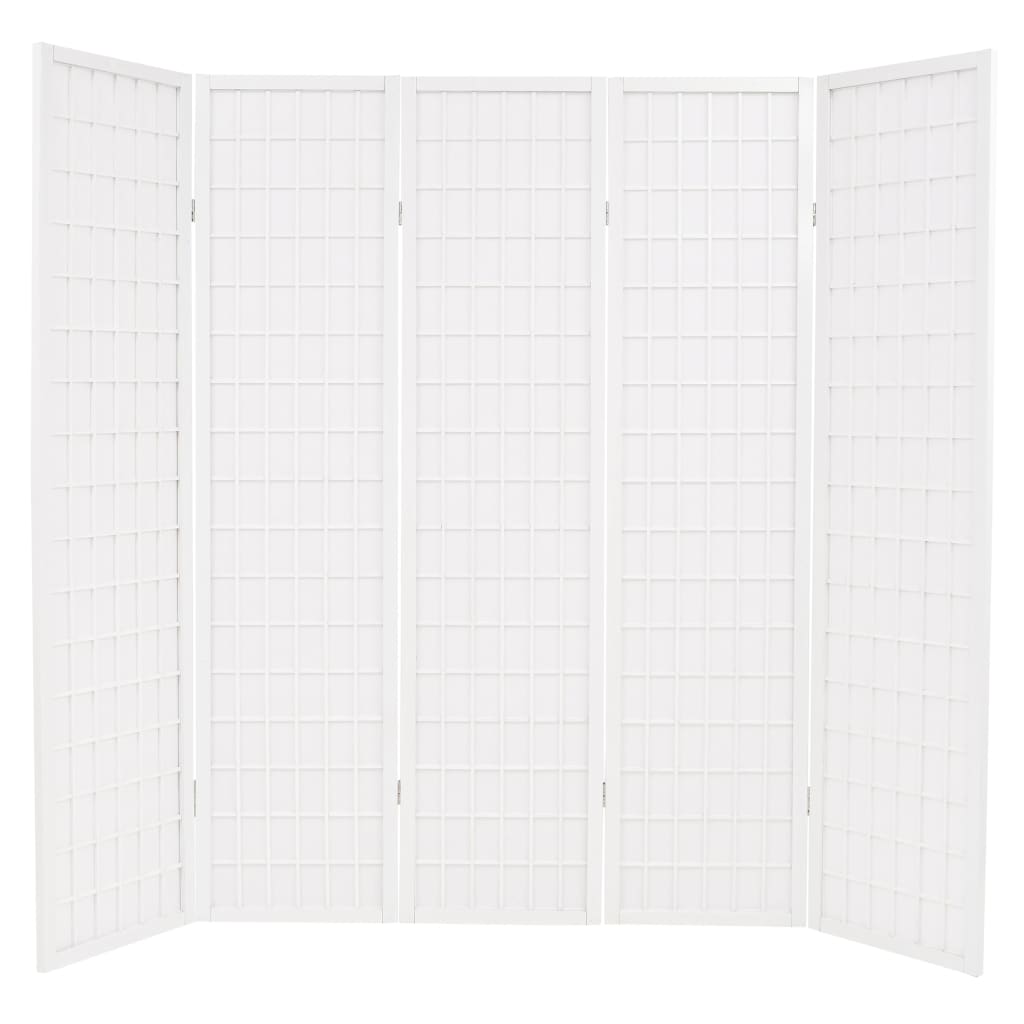 vidaXL Cloison de séparation 5 panneaux Style japonais 200x170cm Blanc