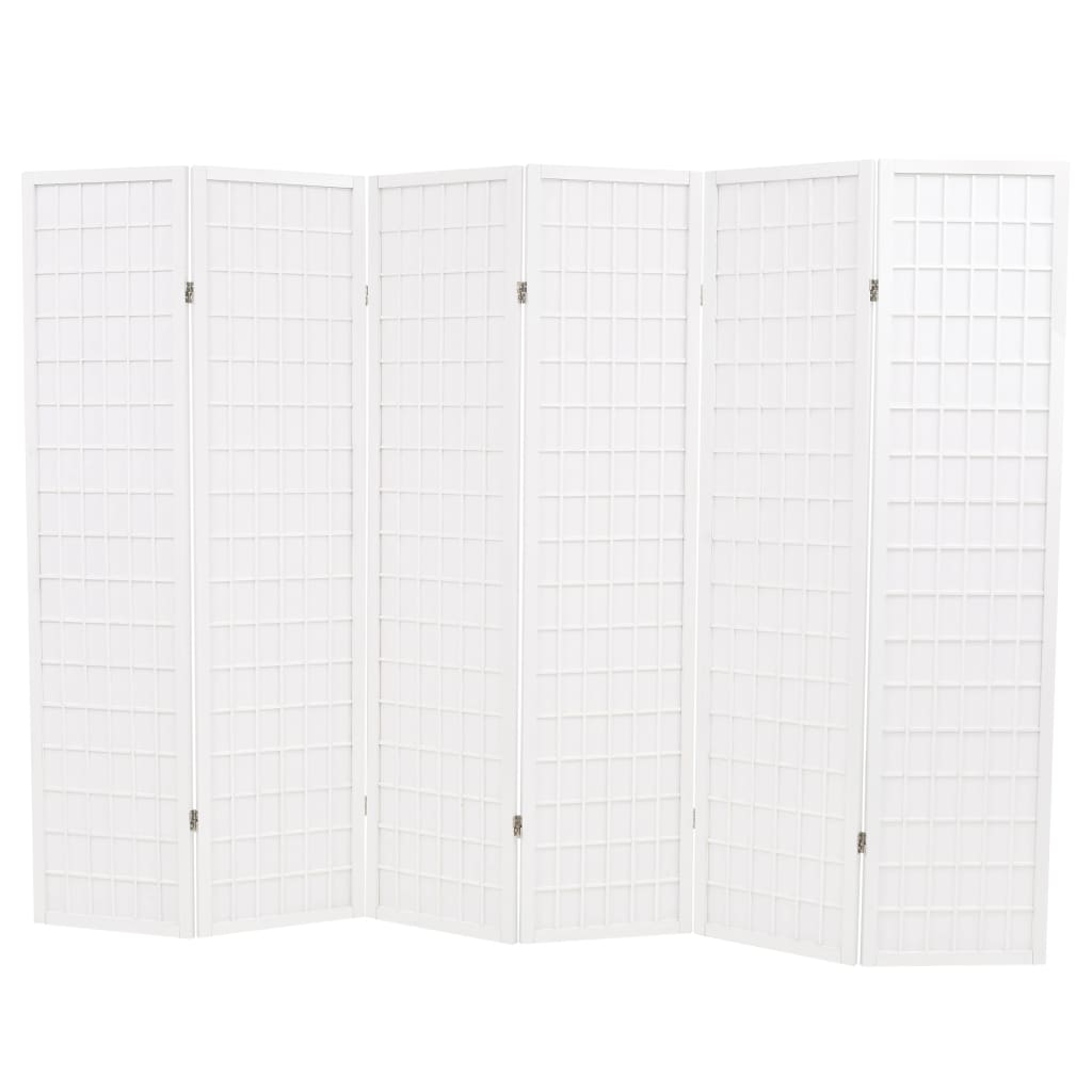 Folding 6-Panel Room Divider Japanese Style 240×170 cm White