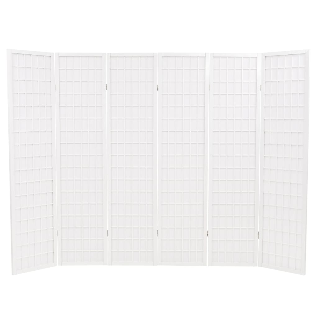 6 paneles, fehér, japán stílusú paraván 240 x 170 cm 