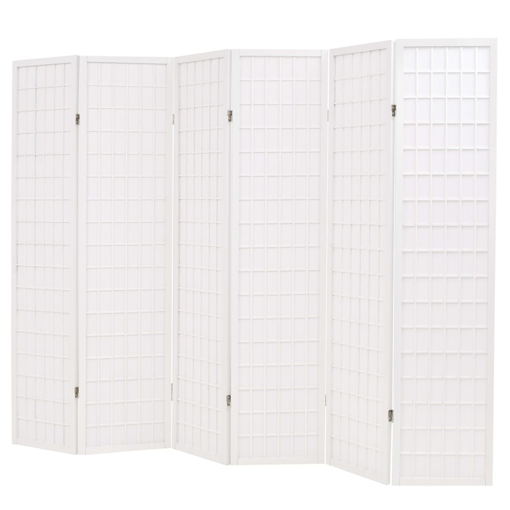 6 paneles, fehér, japán stílusú paraván 240 x 170 cm 