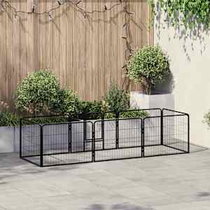 Ohrádka pro psy 8 panelů ocelová 60 x 80 cm černá