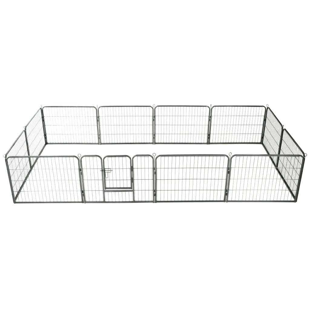 Image of vidaXL Dog Playpen 12 Panels Steel 80x60 cm Black