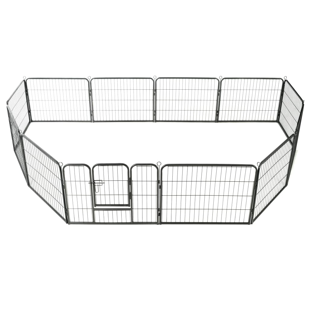 vidaXL 12 paneles fekete acél kutyakennel 80 x 60 cm