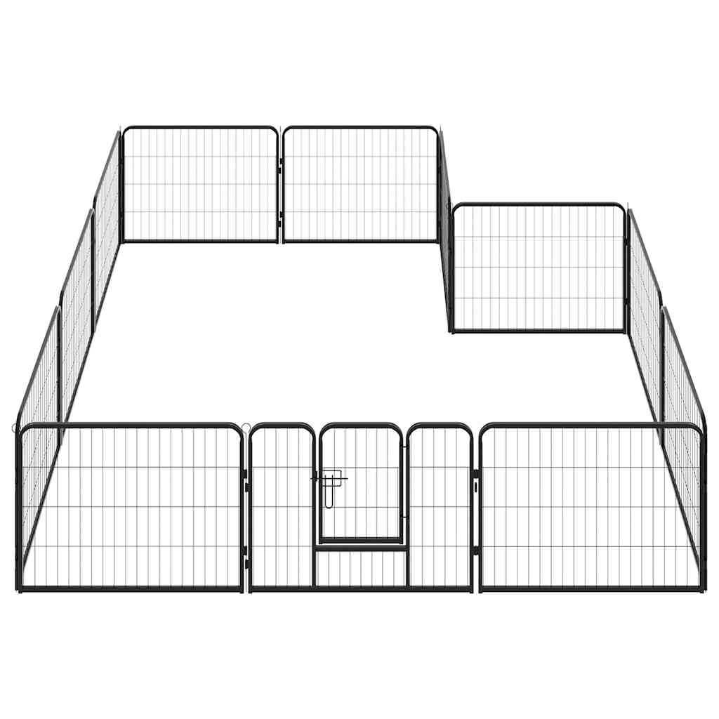 vidaXL 12 paneles fekete acél kutyakennel 80 x 60 cm
