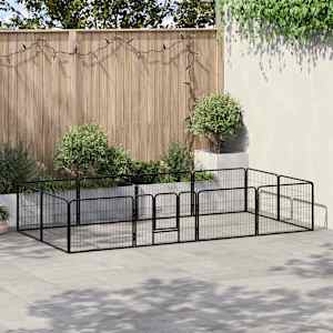 Ograda za pse 12 panelov jeklo 80x60 cm črne barve