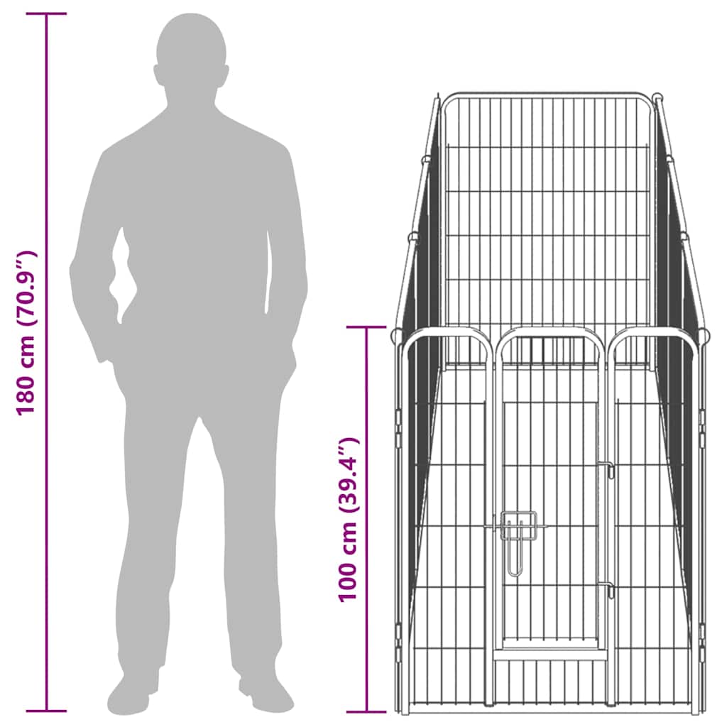 Box Per Cani Con 8 Pannelli In Acciaio 80x100 Cm Nero VidaXL 16 width=274