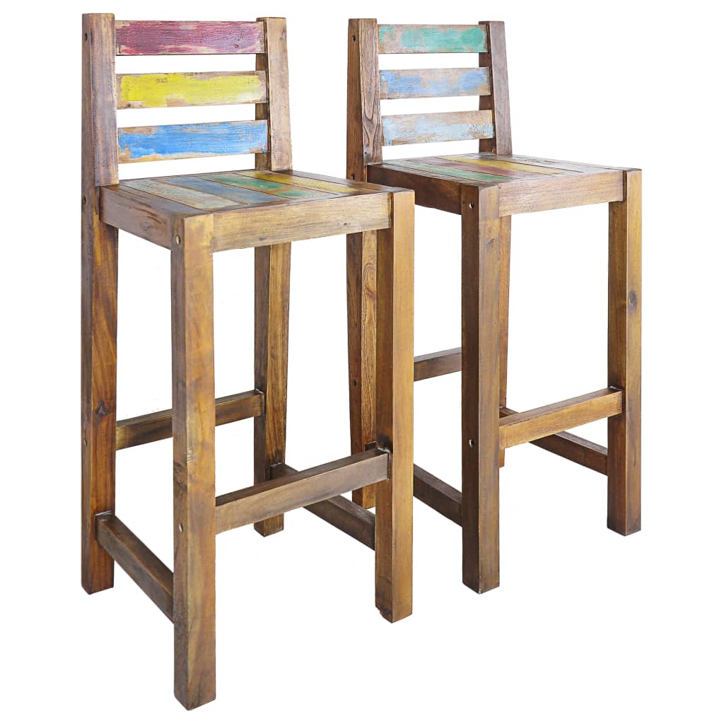 Bar Stools 2 Piece Solid Reclaimed Wood