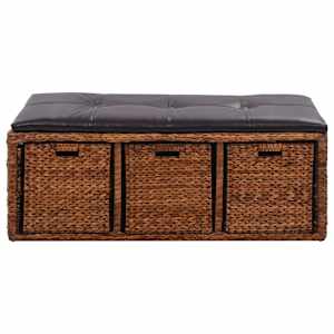 vidaXL Πάγκος με 3 Καλάθια Καφέ 105 x 40 x 42 εκ. από Seagrass