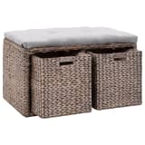 vidaXL Klupa s 2 košare od morske trave 71 x 40 x 42 cm siva