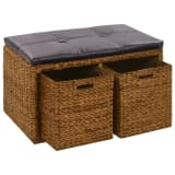 vidaXL Klupa s 2 košare od morske trave 71 x 40 x 42 cm smeđa