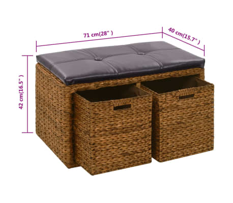 vidaXL 2X Panche Set in Giunco Grigio Divanetti Cassapanche Sedute Salotto
