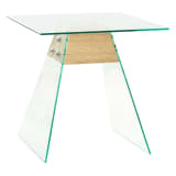 vidaXL Beistelltisch MDF und Glas 45 x 45 x 45 Eichenoptik