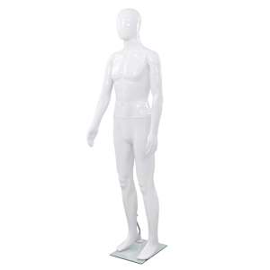 vidaXL t&auml;ispikkuses meesmannekeen klaasist alusel, l&auml;ikiv valge 185 cm