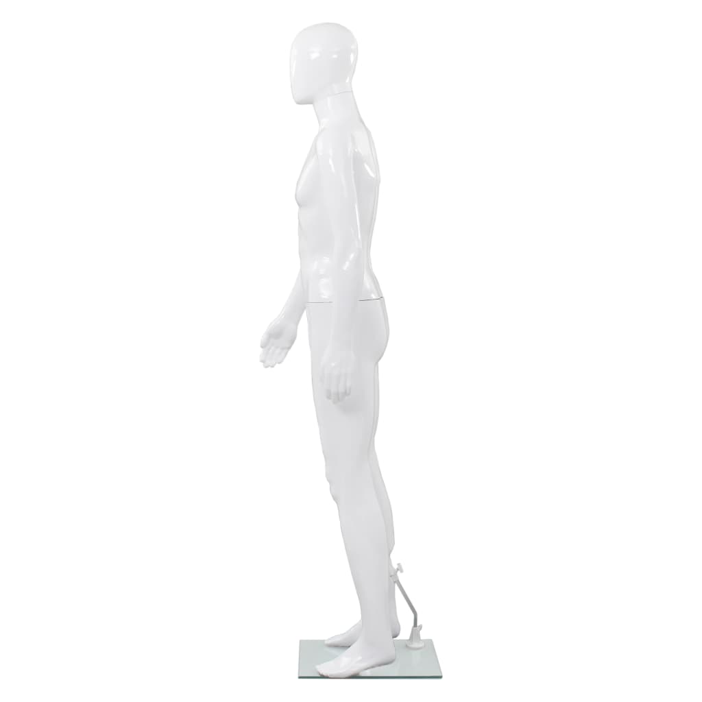 vidaXL Full Body Male Mannequin with Glass Base Glossy White 72.8"