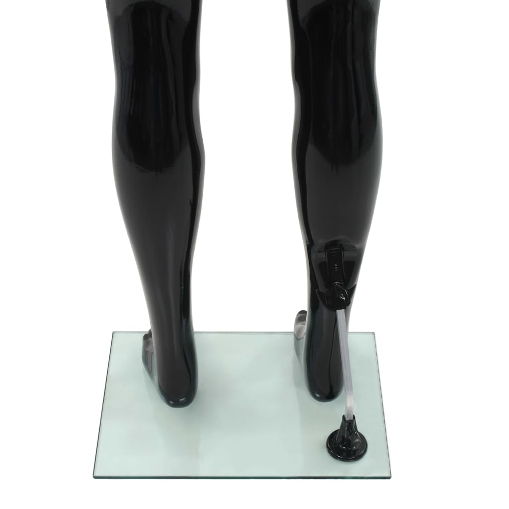 Pánská figurína celá postava základna sklo lesklá černá 185 cm