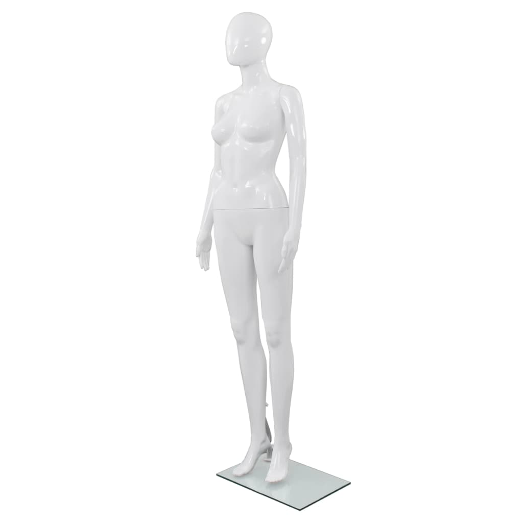 vidaXL Mannequin femme corps complet base verre Blanc brillant 175 cm 