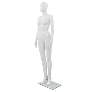 vidaXL t&auml;ispikkuses naismannekeen klaasist alusel, l&auml;ikiv valge 175 cm