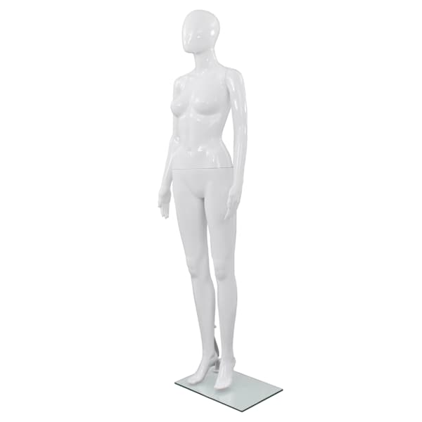 vidaXL t&auml;ispikkuses naismannekeen klaasist alusel, l&auml;ikiv valge 175 cm