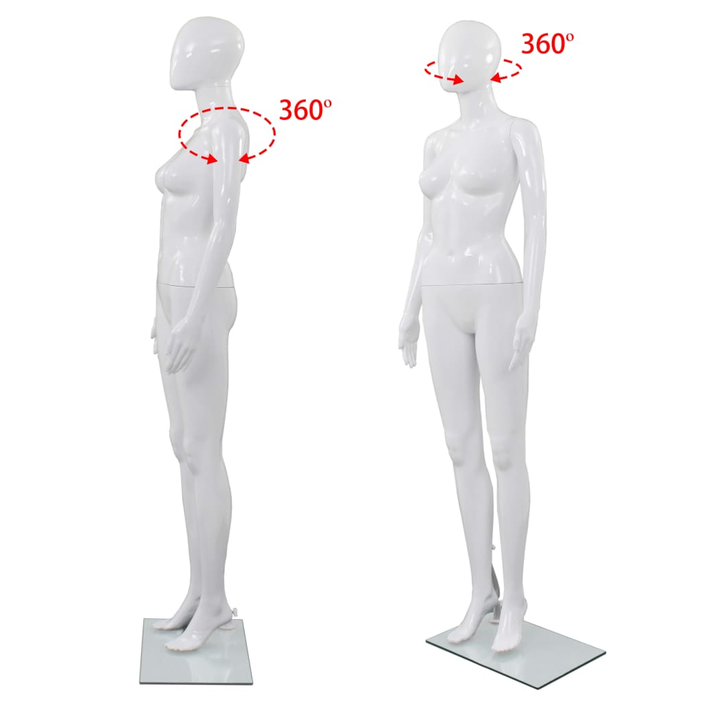 Dámská figurína celá postava základna ze skla lesklá bílá 175cm
