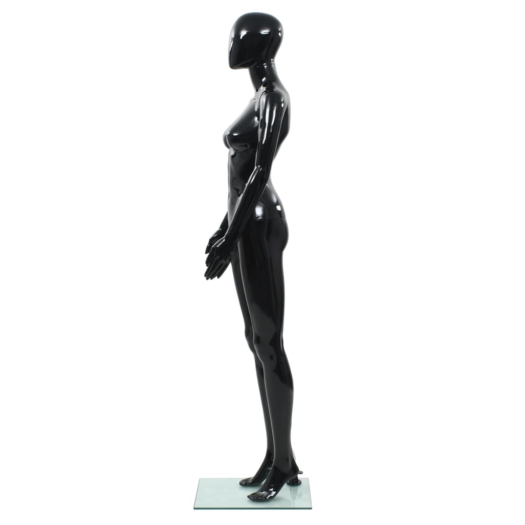 vidaXL Full Body Female Mannequin with Glass Base Glossy Black 68.9"