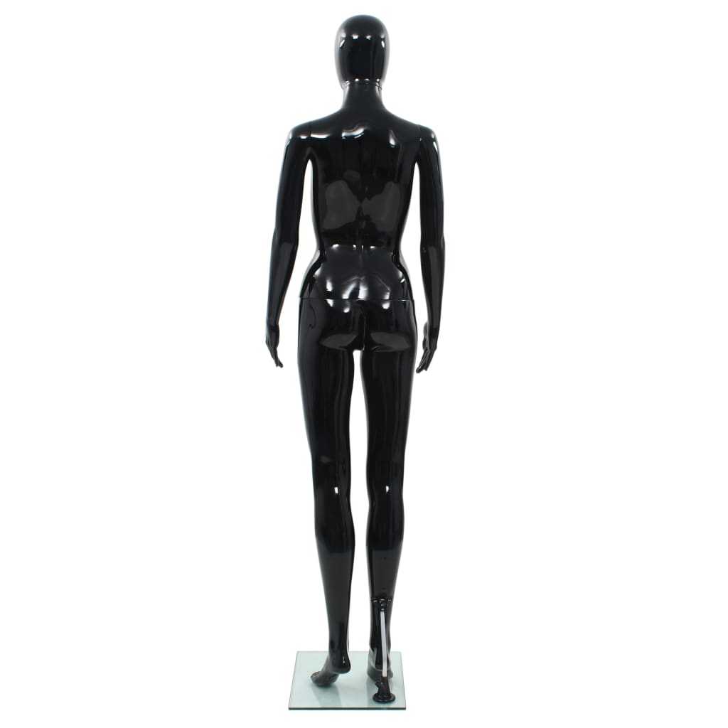 Fényes fekete, egész alakos női próbababa üvegtalppal 175 cm 