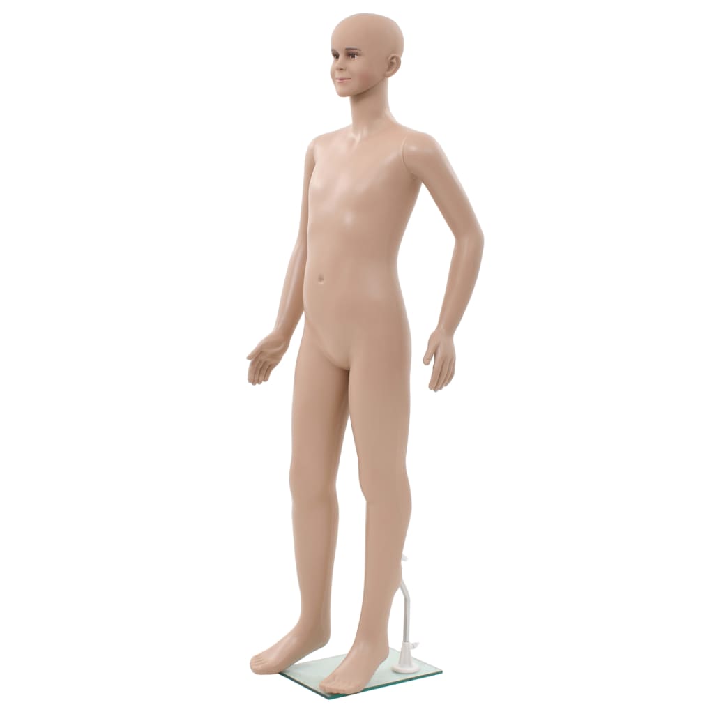 Image of vidaXL Full Body Child Mannequin with Glass Base Beige 140 cm