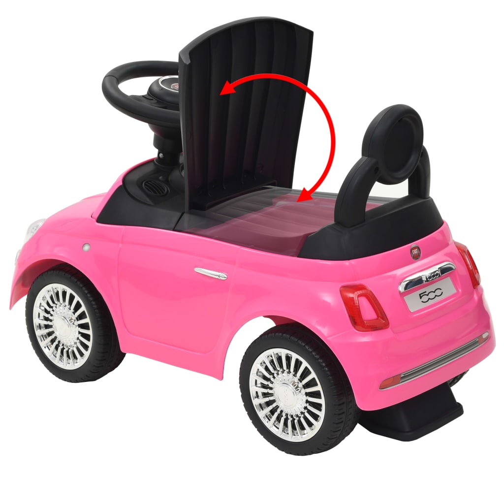 Rózsaszín ráülős Fiat 500 játékautó 