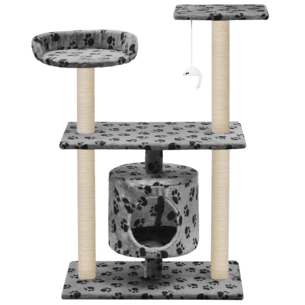 vidaXL Kattenkrabpaal met sisal krabpalen 95 cm pootafdrukken grijs afbeelding