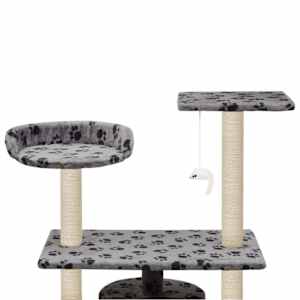 Škrabadlo pro kočky sisalové sloupky 95 cm šedé potisk tlapek - obrázek 5