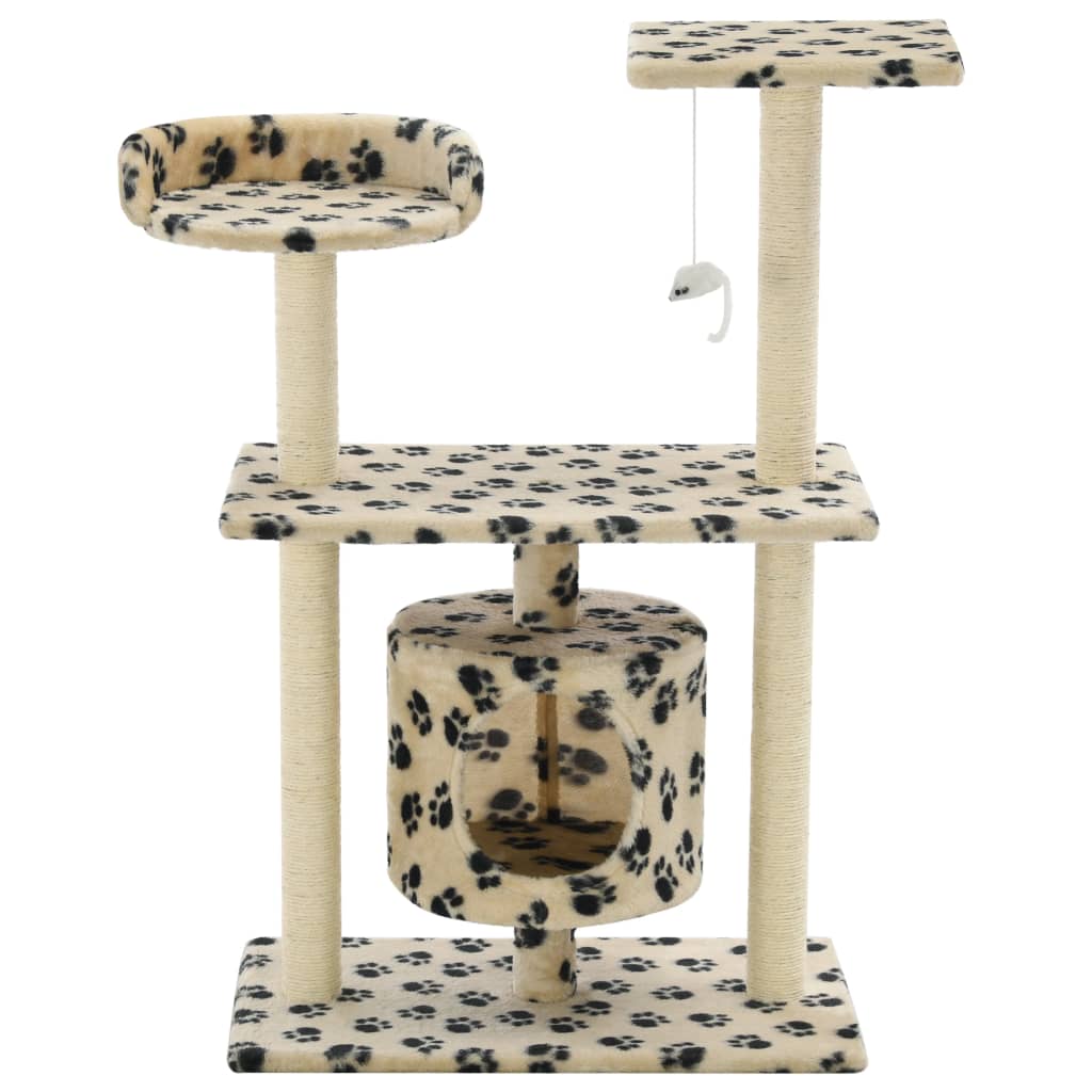 vidaXL Kattenkrabpaal met sisal krabpalen 95 cm pootafdrukken beige afbeelding