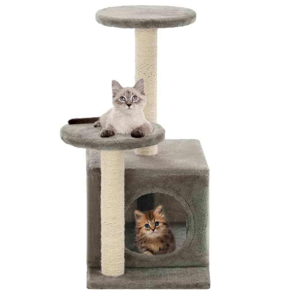 vidaXL Ansamblu pisici cu stâlpi din funie de sisal, gri, 60 cm vidaXL