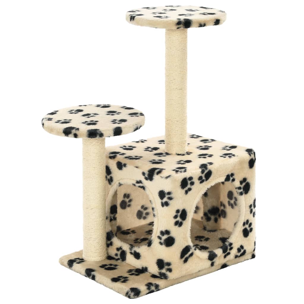 vidaXL Škrabadlo pro kočky sisalové sloupky 60 cm béžový s potiskem