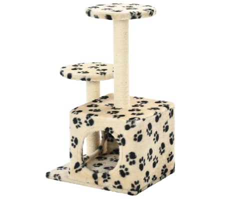 vidaXL Arbre à chat avec griffoir en sisal 60 cm Beige Motif de pattes