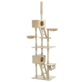 vidaXL Kissan kiipeilypuu sisal-pylväillä 230-260 cm beige