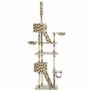 vidaXL Drask. katėms su stovu i&scaron; sizalio, 230-260cm, smėl. sp. pėdut.