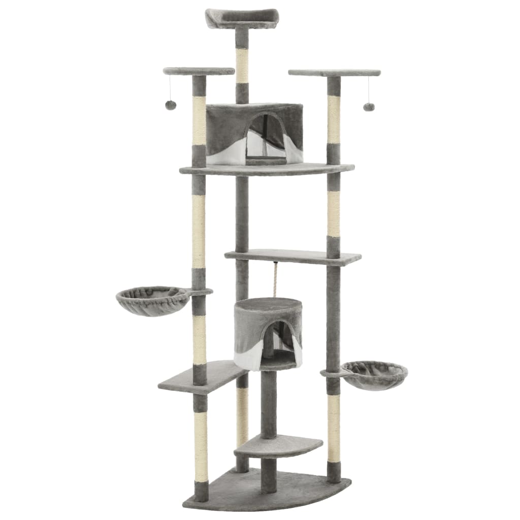 vidaXL Kattenkrabpaal met sisal krabpalen 203 cm grijs en wit afbeelding