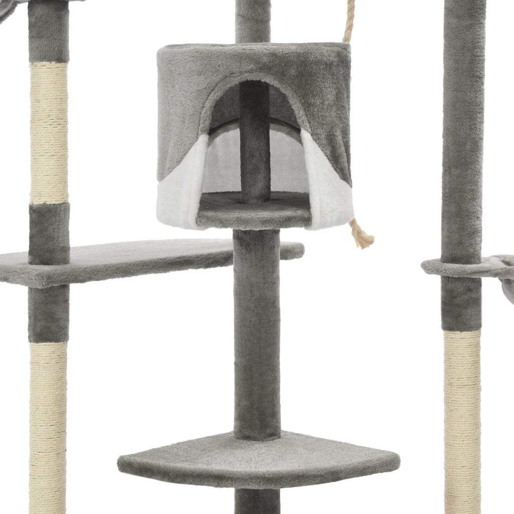  Škrabadlo pre mačky so sisalovými stĺpikmi, 203 cm, sivé a biele