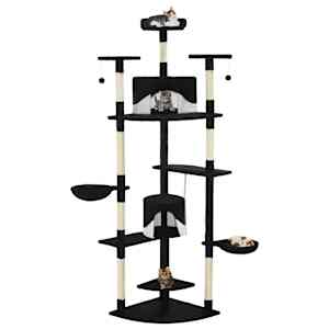 Mačje drevo s praskalniki iz sisala 203 cm črne in bele barve