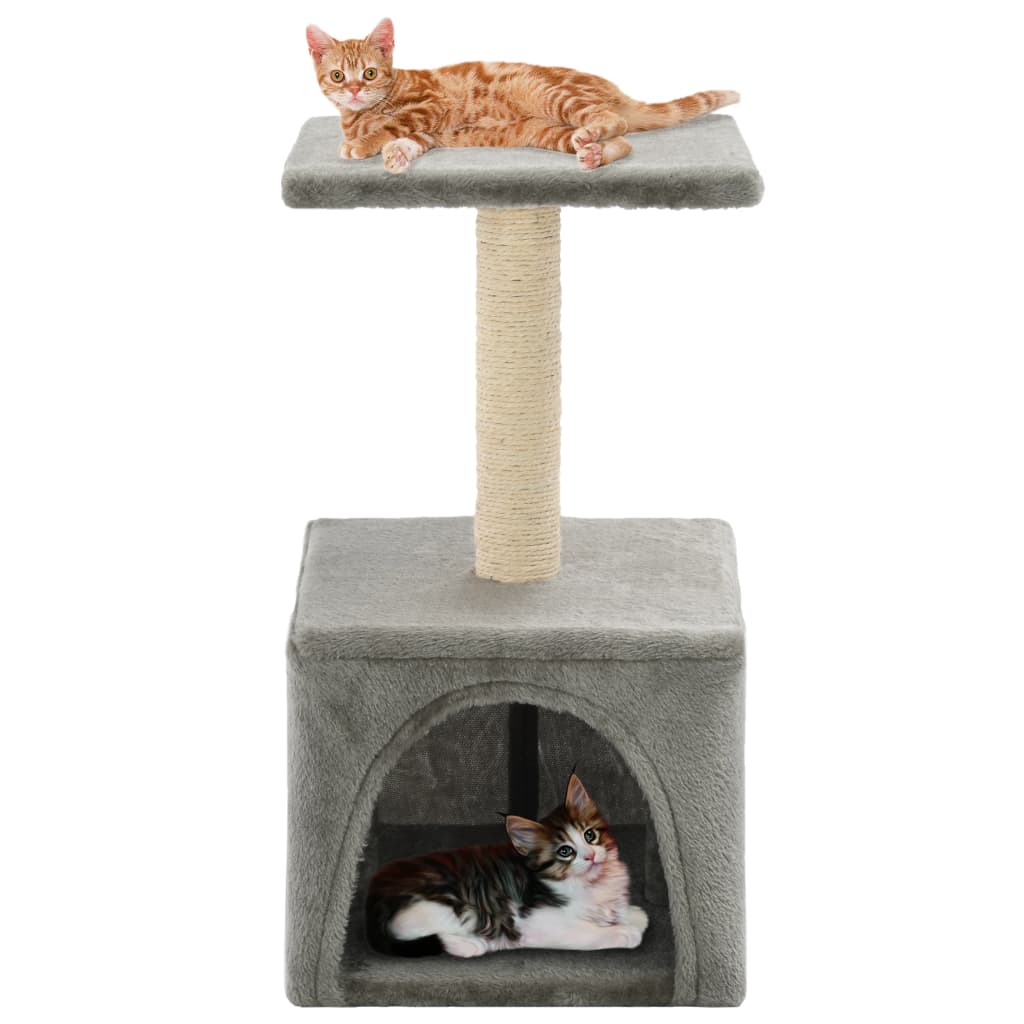 vidaXL Ansamblu pentru pisici, stâlp cu funie de sisal, gri, 55 cm vidaXL