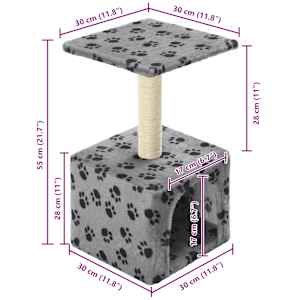 Škrabadlo pro kočky sisalové sloupky 55 cm šedé s potiskem - obrázek 7