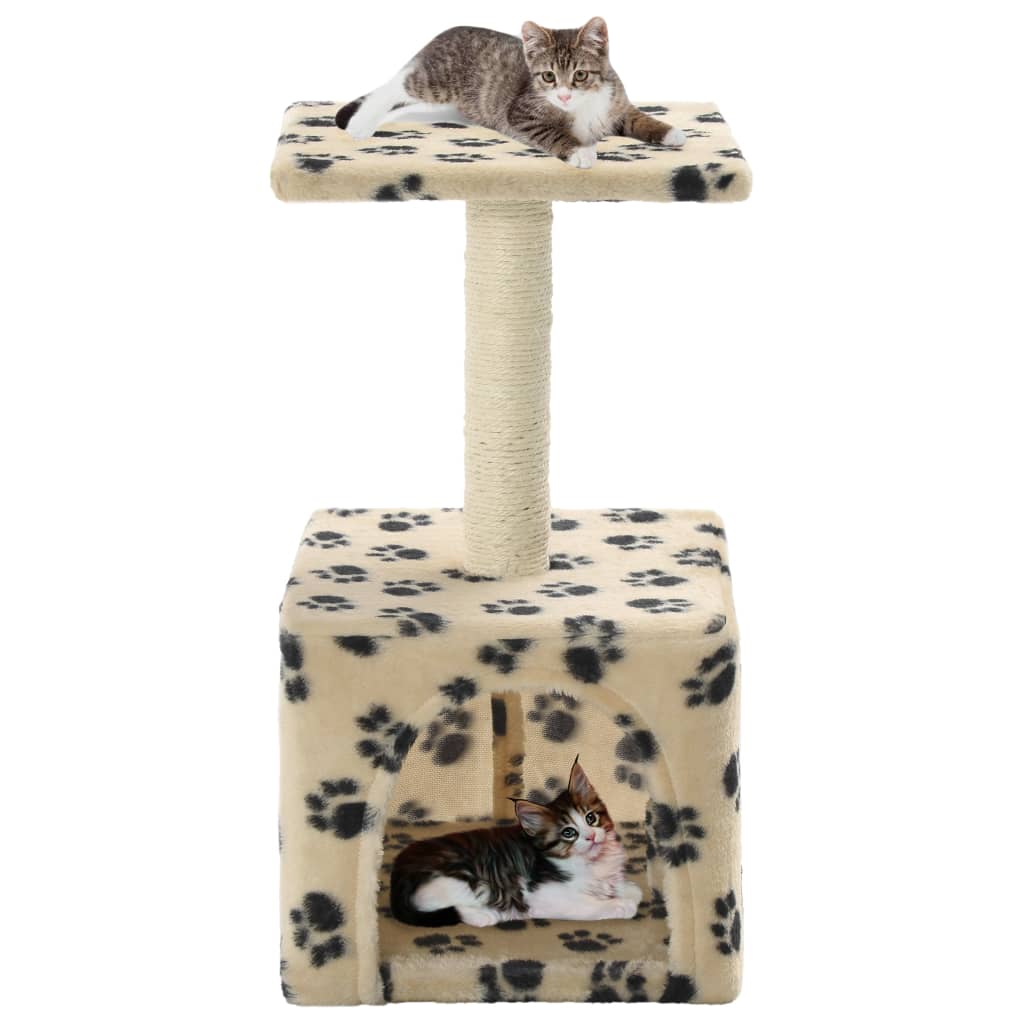 vidaXL Katzen-Kratzbaum Sisal 55 cm Beige Pfoten-Aufdruck